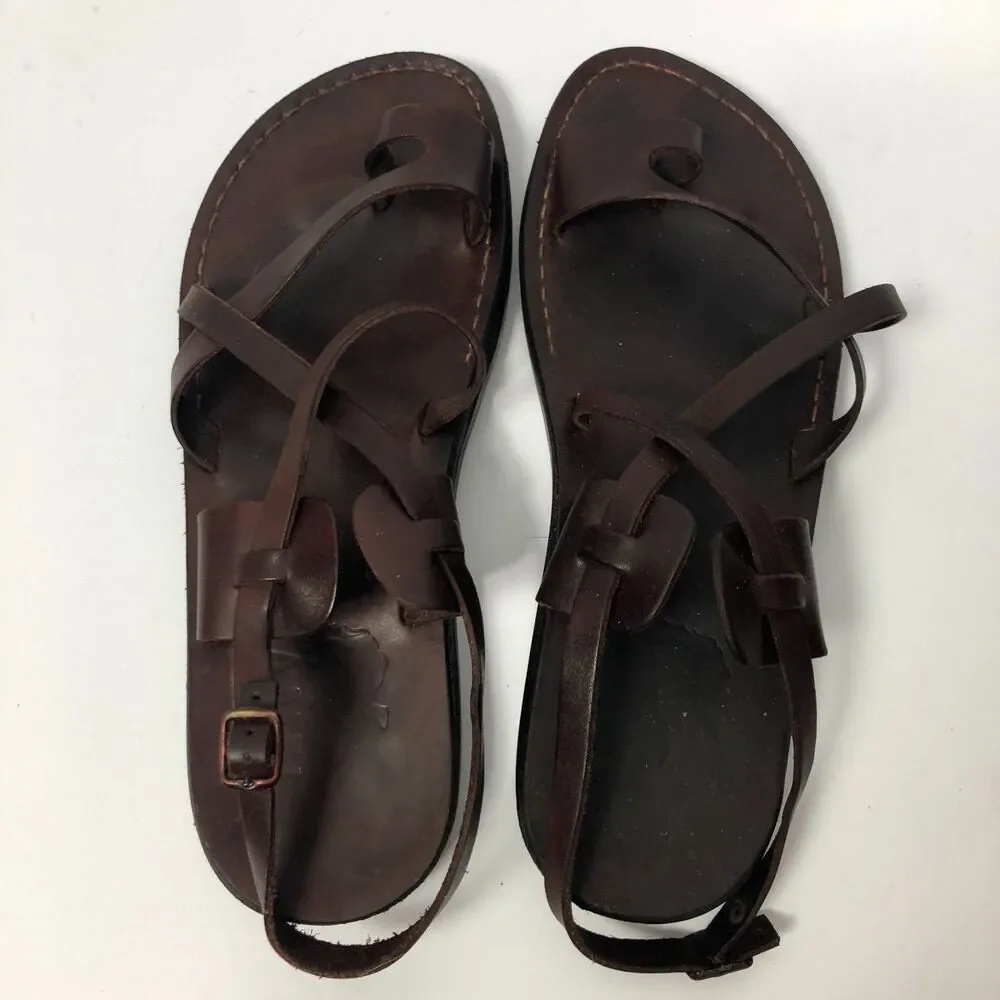 Camel Classic Style Original Leather Biblical Jesus Sandals Jerusalem Size 44